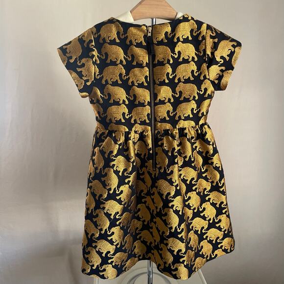 Crewcuts Formal Girls Formal Black Gold Elephants Dress. Size 5. EUC. - Picture 4 of 4